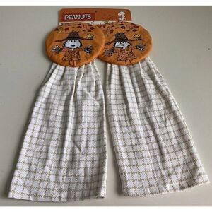 Set Of 2 Peanuts Snoopy Scarecrow Fall Hanging Kitchen Towel Halloween Autumn